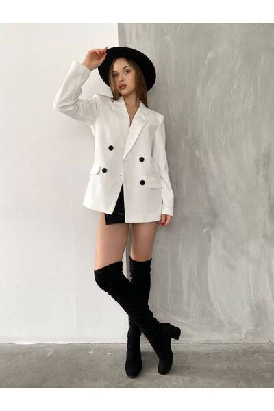 VELLİNE DÖRT DÜĞMELİ KADIN BLAZER CEKET
