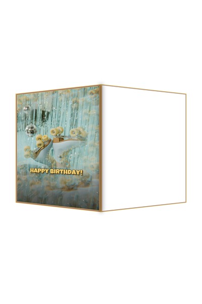 OEM Felicitare Aniversare cu tematica discoteca pe rotile sclipitoare, 13.3x1...