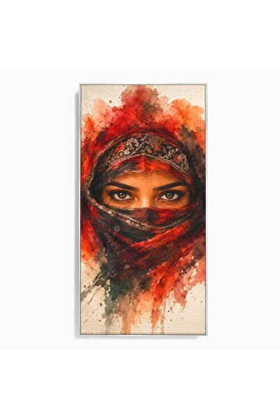 Luxcanva Tablou Canvas Privire Enigmatica 60x120 cm cu Rama Argintiu Portret ...