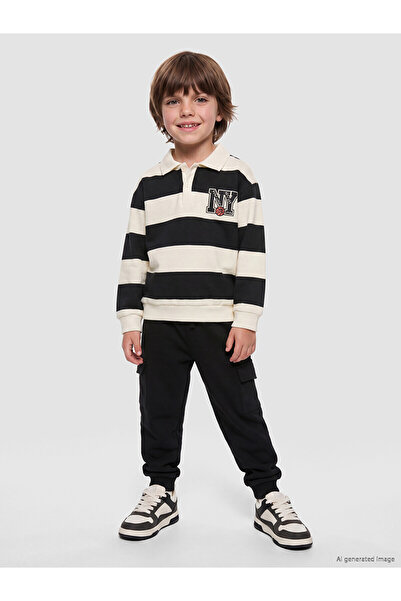LC Waikiki Two Mt Shop Quality Lcw Kids Black 3 Thread Striped Boys' Set