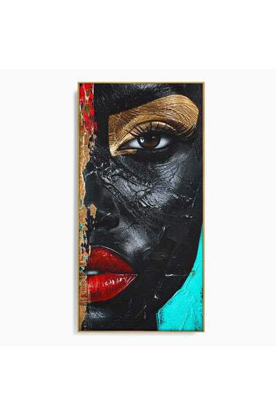 Luxcanva Tablou Canvas Frumusete Rupta 50x100 cm cu Rama Auriu Portret Abstra...
