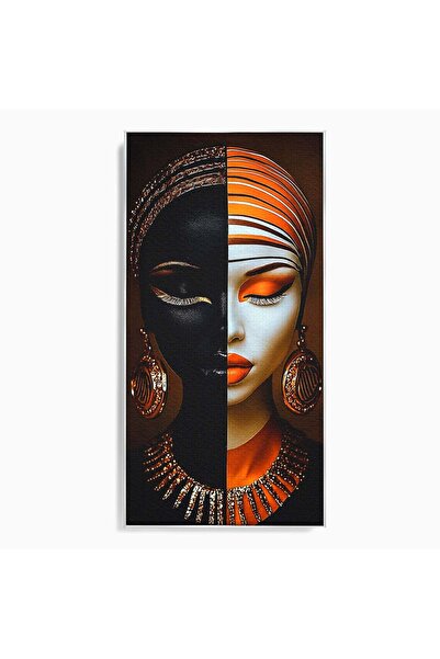 Luxcanva Tablou Canvas Lumini si Umbre 70x140 cm cu Rama Argintiu Portret Fem...