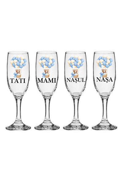 OEM Set de pahare de șampanie din sticlă, personalizate, pentru părinți și pă...