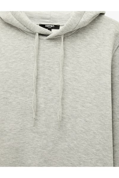 Koton Raised Long Sleeve Basic Hooded Sweatshirt