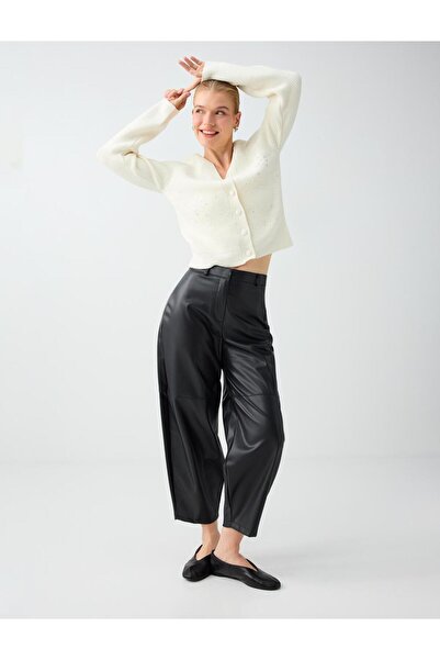 Jimmy Key Black Relaxed Fit Leather Look Trousers
