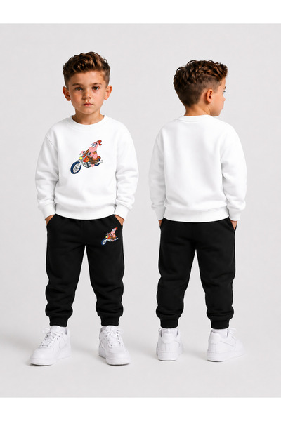 LORVEX Crew Neck Sweatshirt Top and Bottom Set Boys' Tracksuit Set 3 Thread T...
