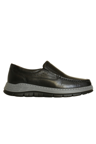 Platin Black Leather Men's Comfort Shoes