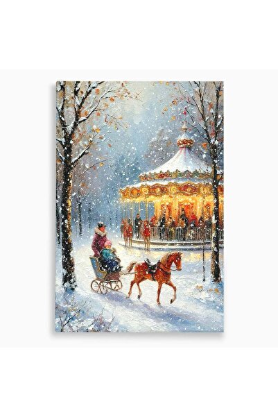Luxcanva Tablou Canvas Plimbare Cu Sania In Parc 80x120 cm pe Sasiu Lemn Iarn...