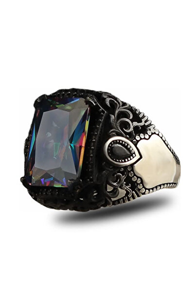 Mirari Jewelry Mistik Topaz Taşlı Dikdörtgen Kesim Vintage Motifli Damla Deta...