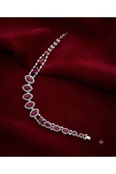 ROSALINDA Red Shuttle Stone Anklet