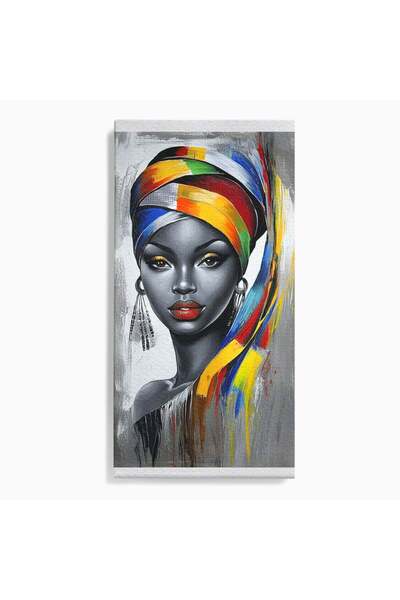 Luxcanva Tablou Canvas Femeie Africana 70x140 cm pe Sasiu Lemn Portret Cercei...