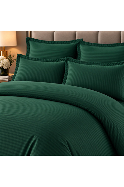 East Comfort Lenjerie de pat Damasc Premium Uni, 6 piese, 2 persoane, Cearsaf...