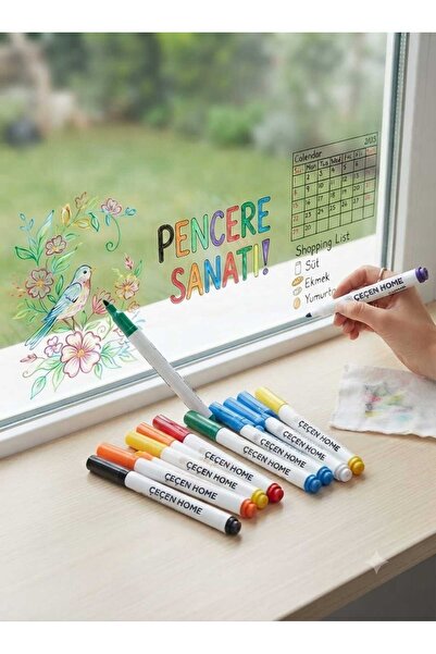 ÇEÇEN HOME Glass Painting Pen 8 Color Set - Art and Entertainment Activity fo...