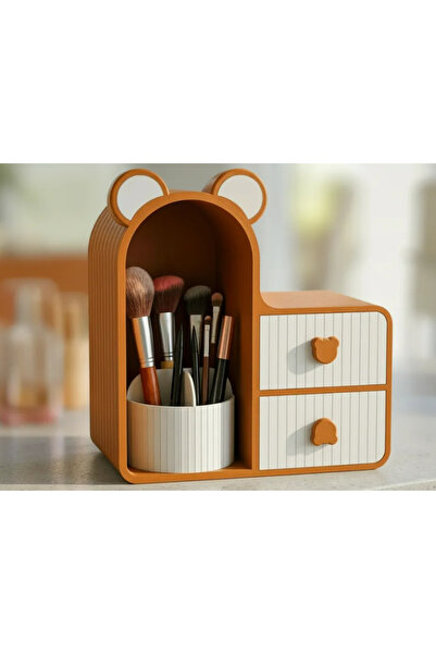 DU&ER Makeup and Desktop Organizer with Teddy Bear Figure – Makeup Brush, Pen...