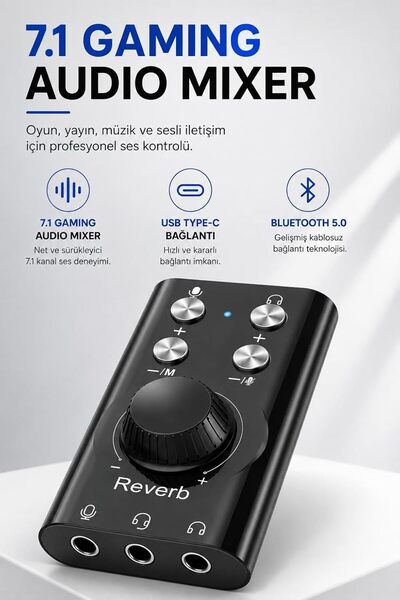 Coverzone 7.1 Gaming Sound Card Ent USB Type-C Bluetooth 5.0 Audio Mixer Zr1333