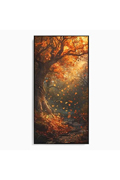 Luxcanva Tablou Canvas Toamna Fermecata 70x140 cm cu Rama Negru Copac Tacere ...