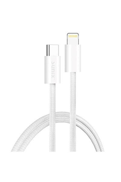 Sunix Cablu USB-C Lightning 30W 2m textil împletit Premium SCIP15 Alb