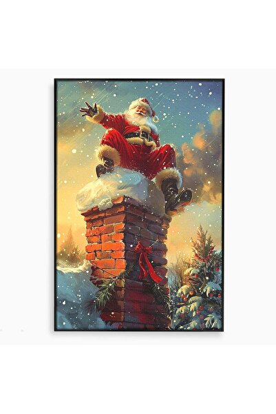 Luxcanva Tablou Canvas Mos Craciun Pe Cos 70x100 cm cu Rama Negru Surpriza Ho...