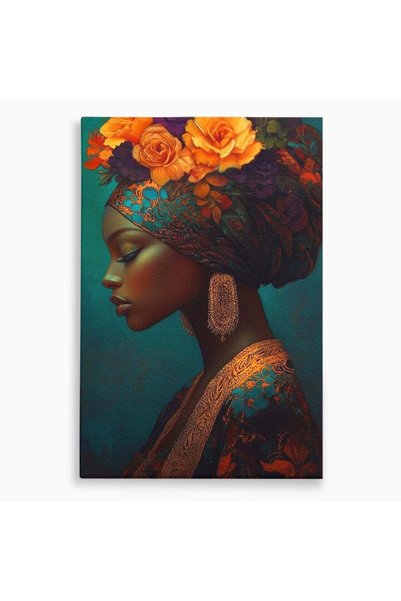 Luxcanva Tablou Canvas Portret Regal Cu Turban 80x120 cm pe Sasiu Lemn Profil...