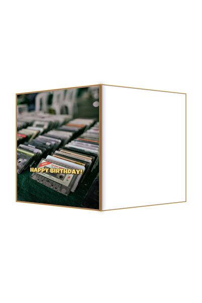 OEM Felicitare Aniversare Casete Audio Vintage, Retro, 13.3x19.4cm Pliata