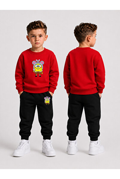 LORVEX Crew Neck Sweatshirt Top and Bottom Set Boys' Tracksuit Set 3 Thread T...