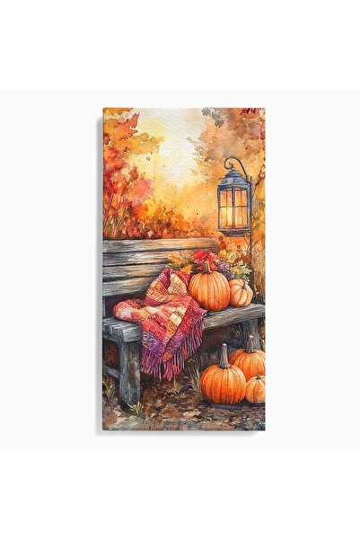 Luxcanva Tablou Canvas Banca De Toamna 70x140 cm pe Sasiu Lemn Felinar Banca ...