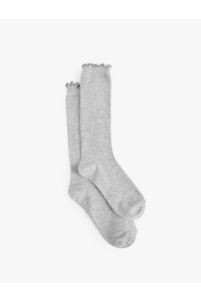 Koton Shiny Detailed Ruffled Knee Socks