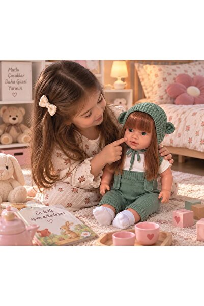 ŞAŞKIN HOUSE SEVİMLİ KONUŞAN MİNA BEBEK UZUN DÜZ SAÇLI TRİKOLU ET BEBEK & OYU...