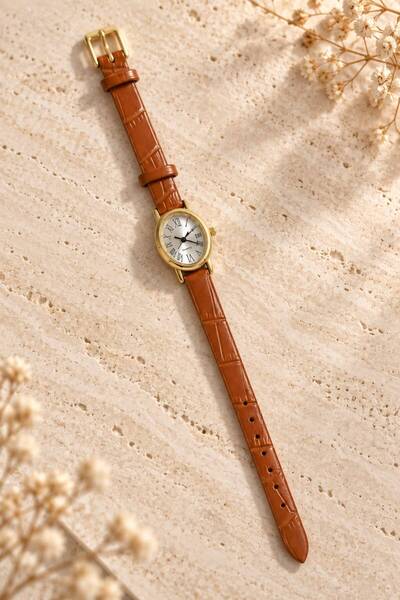 YUESSE Minimal Vintage Retro Siyah Kahve Taba Krem Deri Kordon 20mm Kol Saati