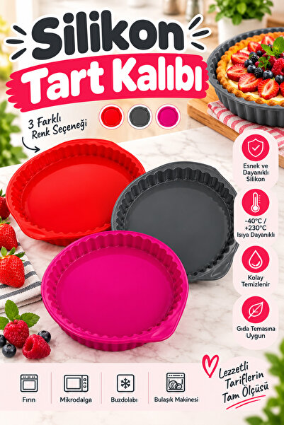 PLASTMARKET Yuvarlak Silikon Tart Cheesecake Kalıbı - Yapışmaz Esnek Turta Ke...