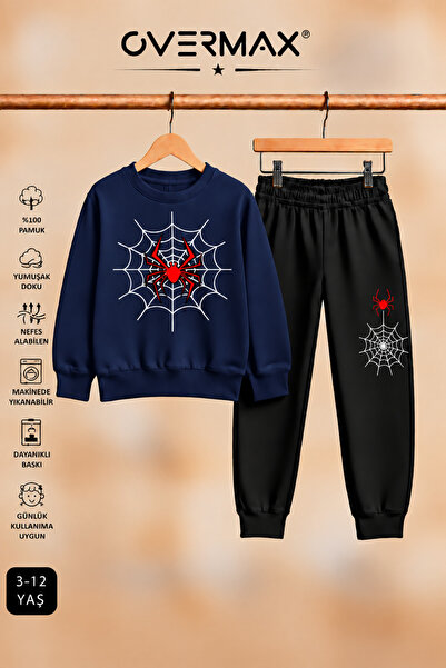 OVERMAX Set hanorac fără glugă și pantaloni de trening cu imprimeu Spider Web...
