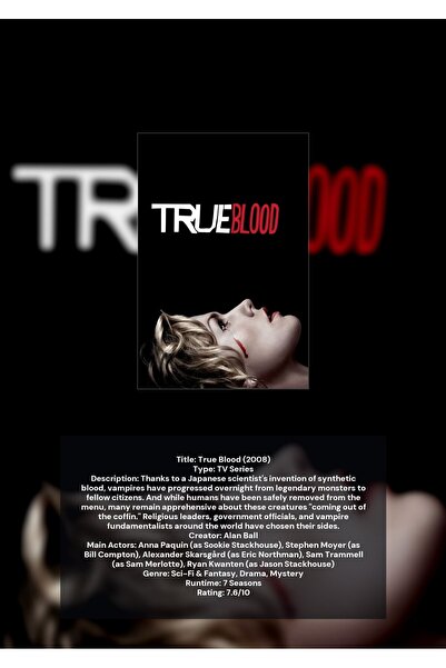 OEM Αφίσα Ινφογραφικού True Blood, Τηλεοπτική Σειρά Δράμα Φαντασίας, Χαρτόνι ...