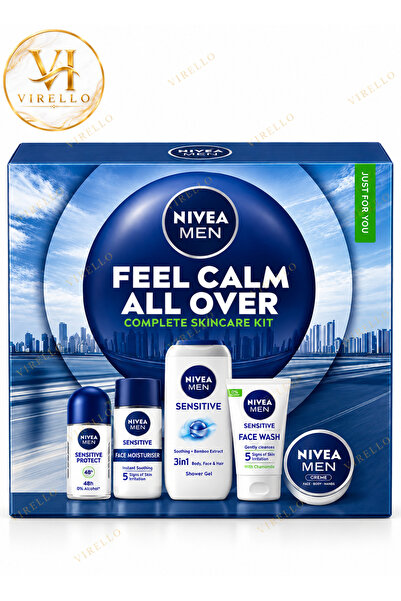 NIVEA MEN Sensitive – Σετ Δώρου Ολοκληρωμένης Φροντίδας για Άνδρες, 5 Προϊόντα