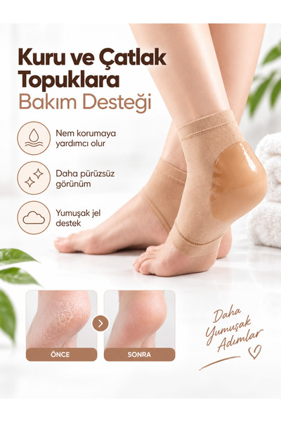 TEYYE Silikon Jel Nemlendirici Topuk Çorabı - Jel Destekli Topuk Ve Yumuşatıc...