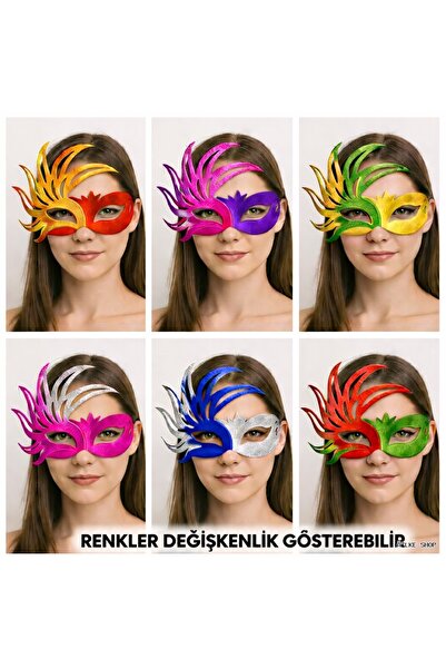 ZERO LAND Ilkestor Set of 6 Double Colored Venetian Cardboard Party Masks (18...