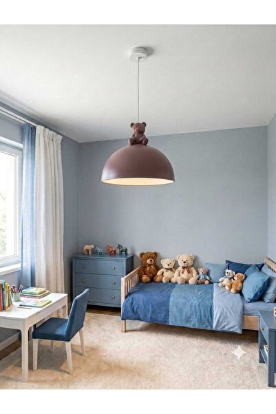 Sezay Aydınlatma LUGEA Kids Ayıcık Figürlü 30 cm Bordo Sarkıt Çocuk Odası Avi...