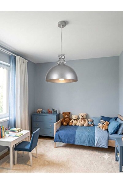Sezay Aydınlatma LUGEA Kids Ayıcık Figürlü 30 cm Gri Sarkıt Çocuk Odası Avize...
