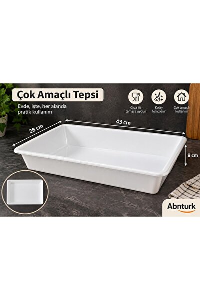 abnturk 43x28x8cm Beyaz Plastik Peynir Leğeni- Orta Boy Peynir Gıda Küveti Ço...