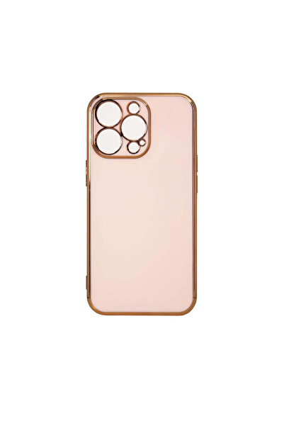 HQ WEAR Carcasă cu ramă aurie Lighting Color pentru iPhone 13 Pro, Roz