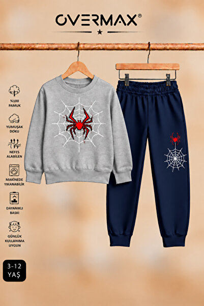 OVERMAX Set hanorac fără glugă și pantaloni de trening cu imprimeu Spider Web...