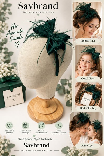 SavBrand Luxurious and Stylish Mother's Crown - Feathered Ribbon Crown