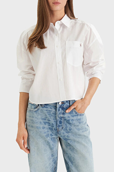 Calvin Klein Pamuklu Regular Fit Logolu Uzun Kollu Gömlek LV047F148GYAA Kadın...
