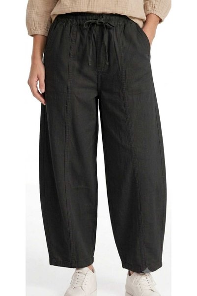 QUAWEAR Beli Lastikli Bağcıklı Yanları Cepli Gabardin Kumaş Şalvar Pantolon