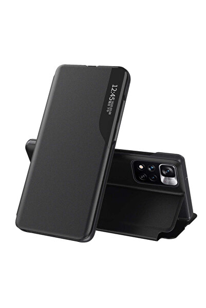 HQ WEAR Husă elegantă din piele pentru Poco M4 Pro 5G, neagră