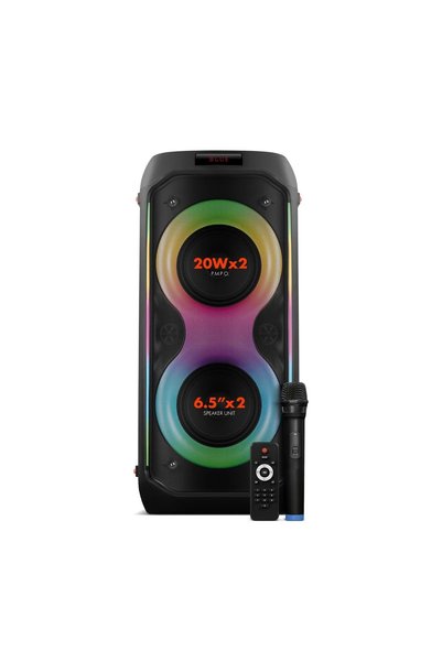 Midcom DUO XL Taşınabilir Mikrofonlu 20x2 W Karaoke Ses Kayıt Bluetooth Hoparlör Led Işıklı