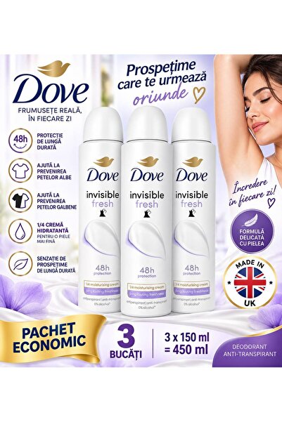 Generic Brand Dove Invisible Fresh Αποσμητικό Αντιιδρωτικό 150 ml × 3 Τεμάχια...