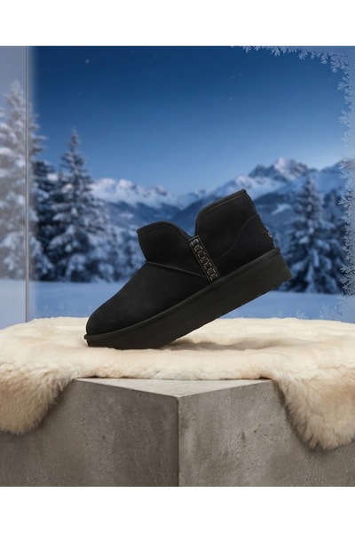Ayakx Spor Classic Ultra Mini Platform Black Beaded Boots
