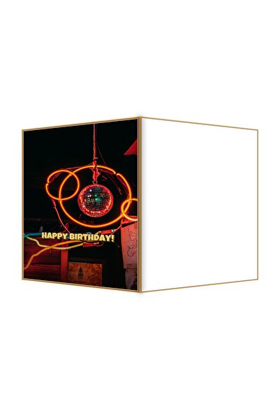 OEM Felicitare Aniversare cu Glob Disco Neon, Design Retro Petrecere, Dimensi...