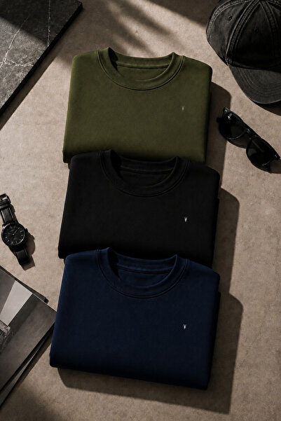 COMBİNE MİCHAİL Men's Long Sleeve Trendy Loose 3-Piece Sweatshirt