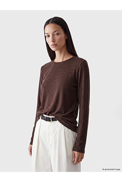 LC Waikiki Vizyon New Season Brown Crew Neck Women's T-Shirt